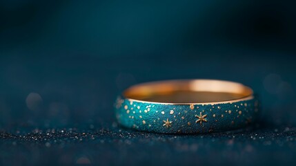 Turquoise Ring with Gold Stars Macro Shot