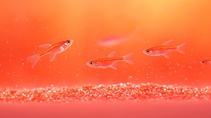 Vibrant Red Fish Swimming in Clear Aquarium Water