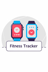 Naklejka premium Circular vector fitness tracker and watch icon