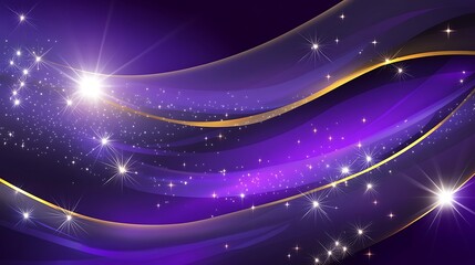 Abstract swirling purple and gold background with stars