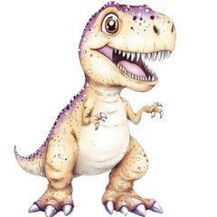 Naklejka premium Playful cartoon dinosaur character with big eyes smiling, bright colors, and friendly appearance for children's books and entertainment