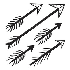 Arrow brush line chalk sketch texture brush vector set. Crayon marker scribble sketch stroke arrow element line brush hand drawn design. Texture abstract chalk, crayon style. Vector illustration