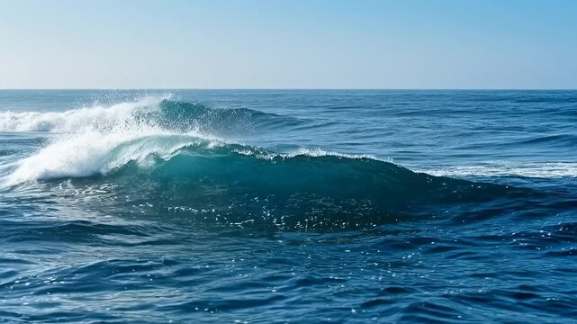 Ocean Waves Crashing Under Clear Blue Skies: A Breathtaking Seascape Capturing the Power, Beauty, and Rhythm of Nature&rsquo;s Marine Forces