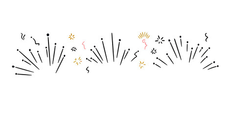 Hand drawn confetti burst lines with spark stars and swirling rays celebration explosion in minimalist flat vector style decorative element for festive design