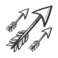 Arrow brush line chalk sketch texture brush vector set. Crayon marker scribble sketch stroke arrow element line brush hand drawn design. Texture abstract chalk, crayon style. Vector illustration