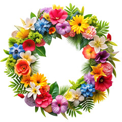 Obraz premium Vibrant Spring Flower Wreath: Colorful Floral Arrangement