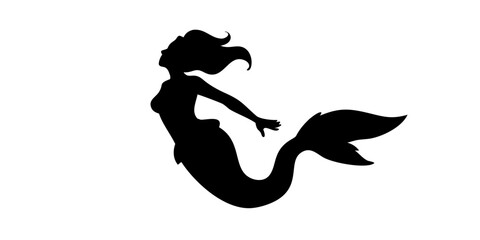 Obraz premium Floating Mermaid Silhouette Art – Elegant Sea Fantasy Vector