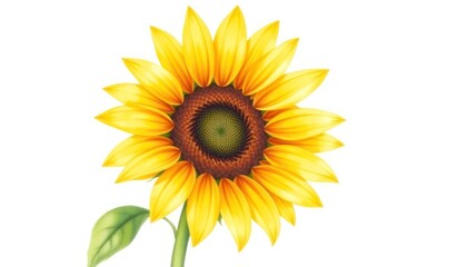 Fototapeta premium Beautiful watercolor illustration of a vibrant sunflower on a white background