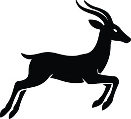 Silhouette springbok jumping isolated black antelope mammal vector illustrator