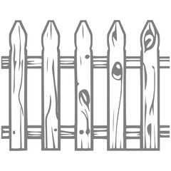 Wooden Picket Fence Illustration