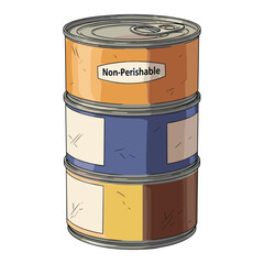 Stacked Canned Goods Illustration Ready for Emergency Preparedness and Food Supply Concept