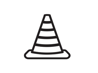 Flat vector warning cone icon with elegant lines