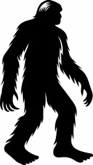 Fototapeta premium Silhouette of Walking Bigfoot Yeti in Vector Style for Cryptid Art