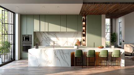 Kitchen with modern lighting fixtures