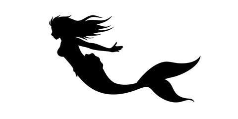 Elegant Mermaid Silhouette Vector Illustration for Ocean Fantasy Themes