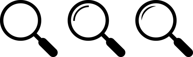 Search icons set. Loupe logo. Magnifying glass sign. Research tool concept. find information.