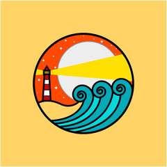 mercusuar logo badge patch vector illustration graphic design 