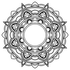 Mandala line art hand drawn. Vector design illustration. Ornament for decorating a greeting. vintage Wedding Invitation card