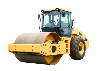 road roller construction vehicle isolated on transparent background