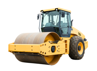 road roller construction vehicle isolated on transparent background