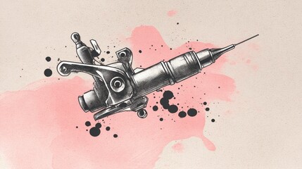 Detailed illustration of a tattoo machine