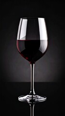 Red wine glass against black background