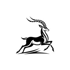 Fototapeta premium Stylized black and white graphic of a gazelle in a running pose, showcasing intricate decorative details.