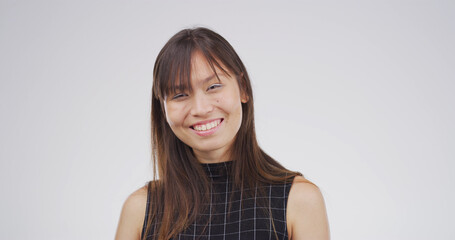 Portrait, happy and woman with smile, confident or intern with positive mindset or public...