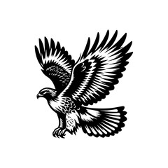 Obraz premium Soaring Eagle in Flight: This stunning graphic of an eagle in mid-flight, wings outstretched, captures the essence of power, freedom, and the spirit of soaring to new heights.