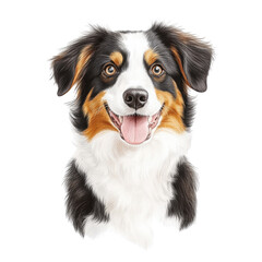 Adorable Australian Shepherd dog with expressive brown eyes fluffy fur smiling cheerful portrait