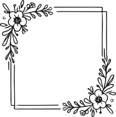 Obraz premium Floral corner border with square frame vector
