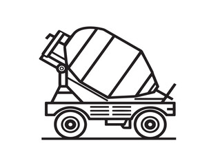 Concrete mixing machine vector drawing with clean lines