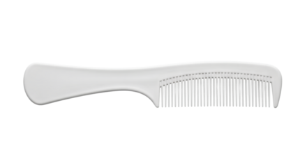 Simple Plastic Hair Comb Flat View on Transparent Background