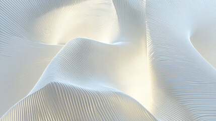 Ultra-minimalist white abstract surface with concave shapes, glowing softly in a futuristic design.