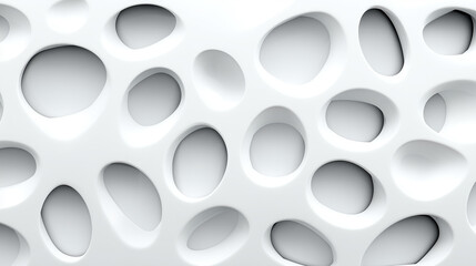 Ultra-minimalist white abstract surface with concave shapes, glowing softly in a futuristic design.