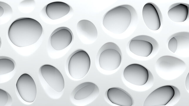 Ultra-minimalist white abstract surface with concave shapes, glowing softly in a futuristic design. - Powered by Adobe