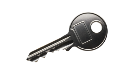 Single House Key Isolated on Transparent Background