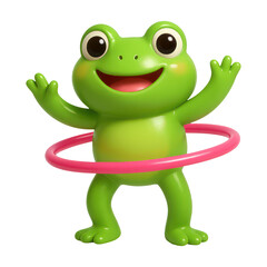 Obraz premium PNG Happy frog hula hooping joyfully.