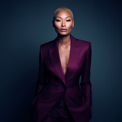 Confident Woman in a Stylish Purple Suit, Portrait Photography.