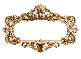Ornate golden decorative cartouche with blank space isolated on transparent background