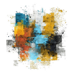 Fototapeta premium Abstract splatter painting in warm, cool colors