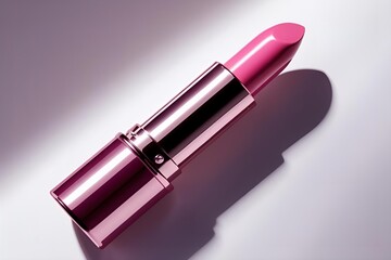 Pink Lipstick on White Background

