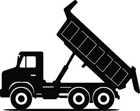 Silhouette tipper truck vector black