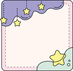 Dreamy star hanging pastel memo pad with cloud border and soft design