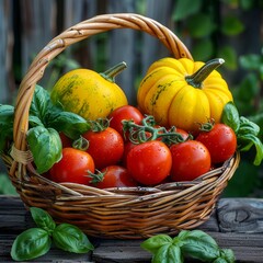 selective focus on natural vegetables in basket for seasonal eating
