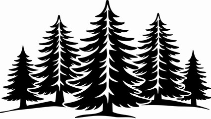 Obraz premium Forest Tree Silhouette Clipart – Black Pine Landscape Vector Art