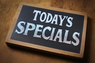 Today's Specials Chalkboard Sign on Wooden Background