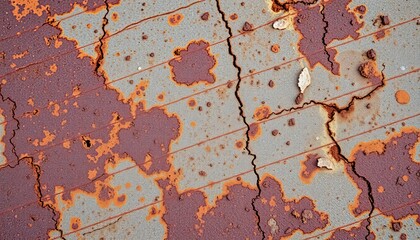Naklejka premium Close-up textured rusty metal surface with deep grooves and pitting, texture background, rusty metal