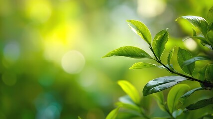 Une plante de feuilles verte dans la nature, fine pluie, environnement écologique de la RSE