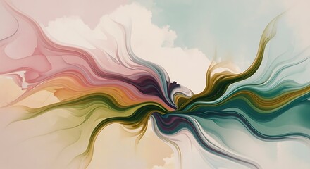 Fototapeta premium Flowing watercolor abstraction with gentle waves and soft color blending